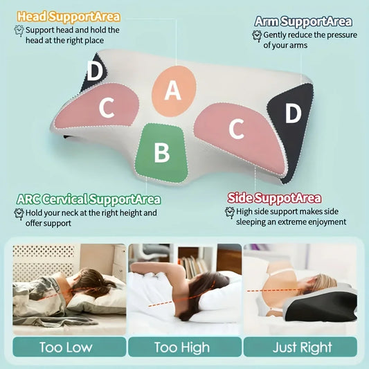 Ergonomic Cervical Pillow Suitable for Back Side Sleeper Breathable Ideal for Parents and Senior Comfortable Neck Support Pillow