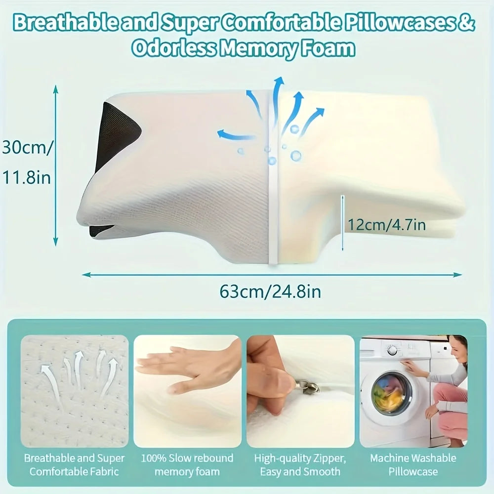 Ergonomic Cervical Pillow Suitable for Back Side Sleeper Breathable Ideal for Parents and Senior Comfortable Neck Support Pillow