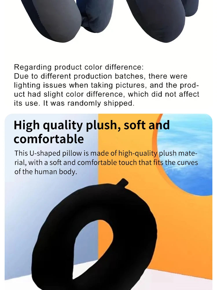 Simple Plush U-shaped Pillow Driving Travel Neck Pillow Nap Pillow Comfortable to Relieve Fatigue