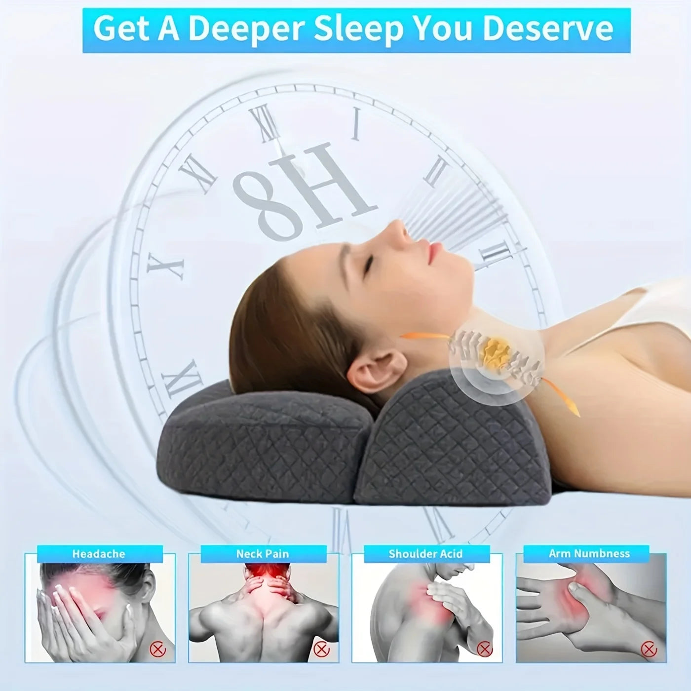 1pc Ultimate Memory Foam Neck Pillow - Premium Comfort for Shoulder ，Cervical Pain Relief，Ergonomic Orthopedic Contour Design