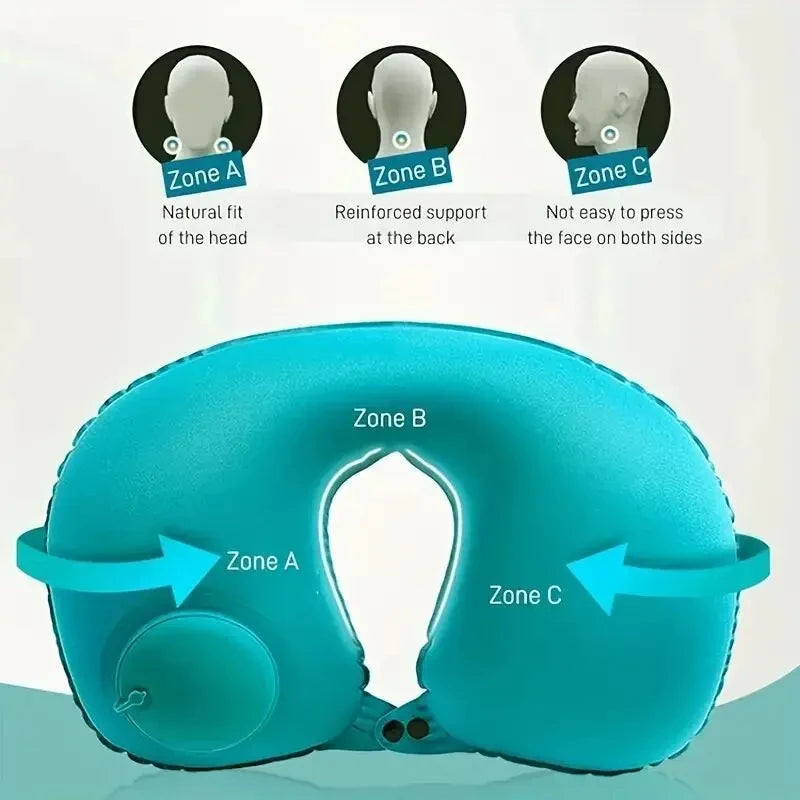 Travel Neck Pillow Inflatable Airplane Pillow U-shaped Cervical Orthopedic Protection Pillow Outdoor Portable Foldable Pillow
