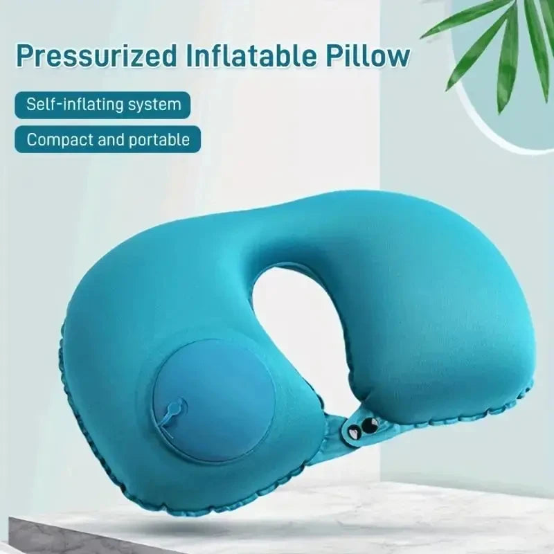 Travel Neck Pillow Inflatable Airplane Pillow U-shaped Cervical Orthopedic Protection Pillow Outdoor Portable Foldable Pillow