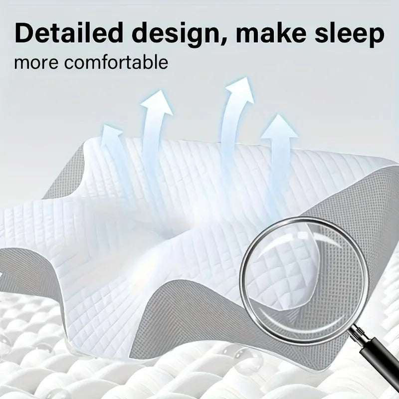 2025 Ergonomic Neck Horn Pillow for Side,Shoulder Relaxation, Soft Yet Firm Support,Back and Stomach Sleepers - Contoured Design