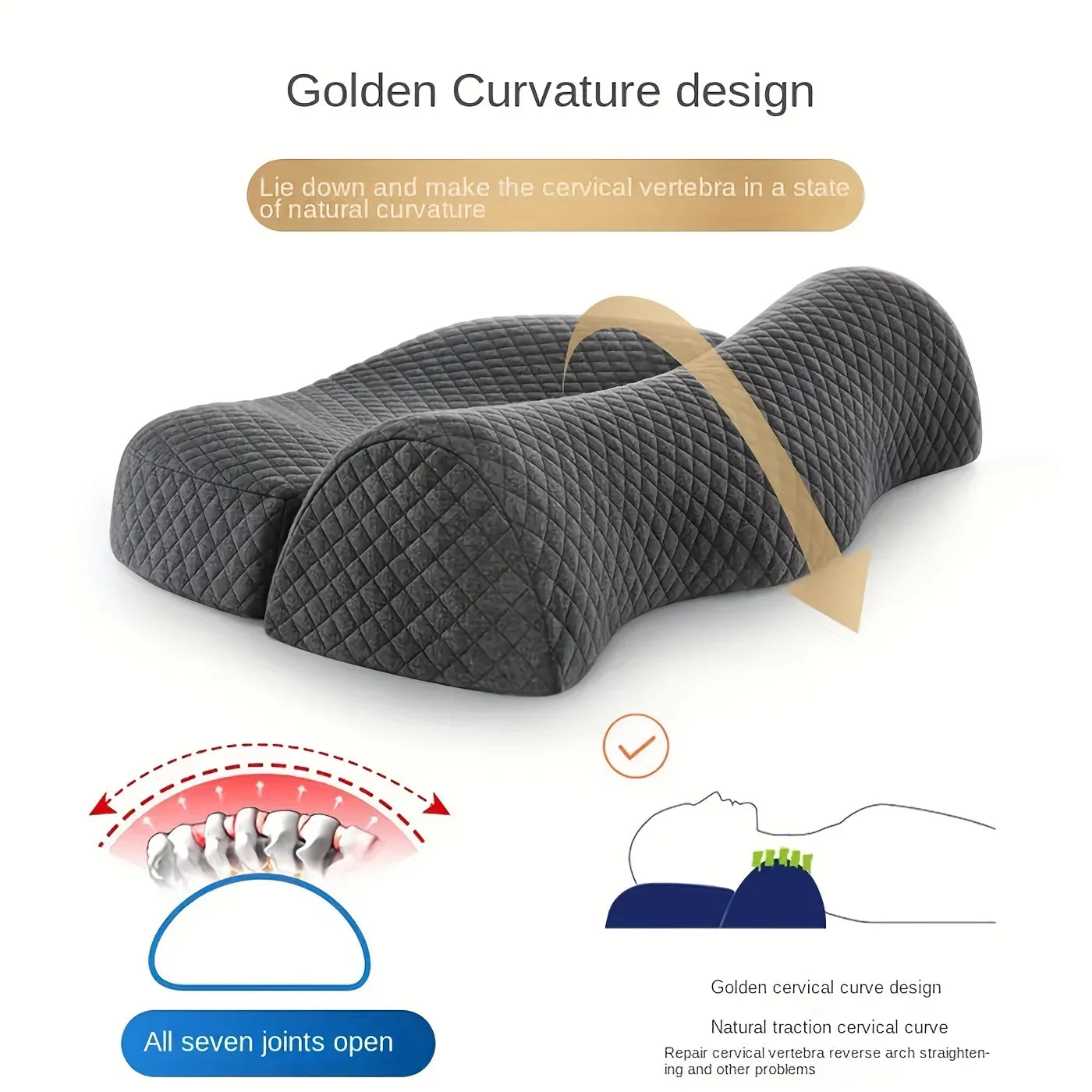 1pc Ultimate Memory Foam Neck Pillow - Premium Comfort for Shoulder ，Cervical Pain Relief，Ergonomic Orthopedic Contour Design