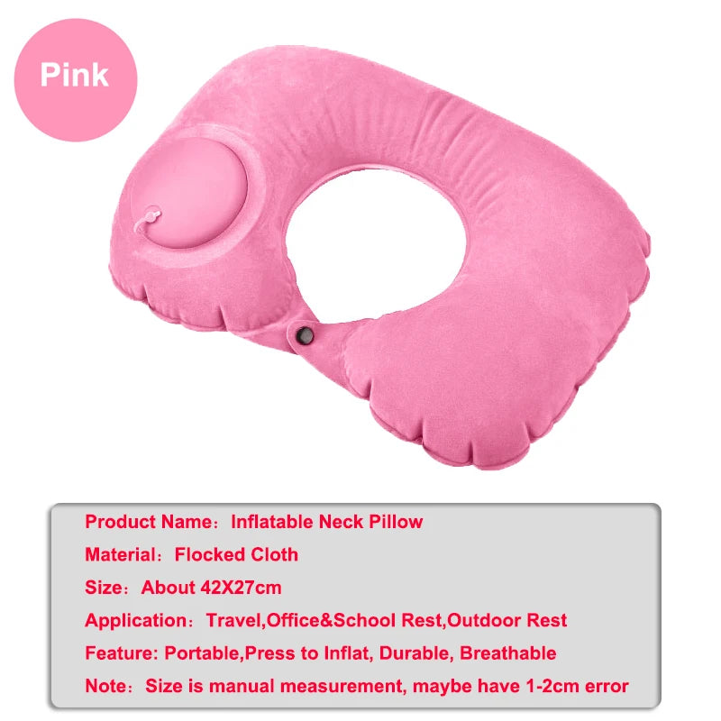 Travel Neck Pillow Inflatable Airplane Pillow U-shaped Cervical Orthopedic Protection Pillow Outdoor Portable Foldable Pillow