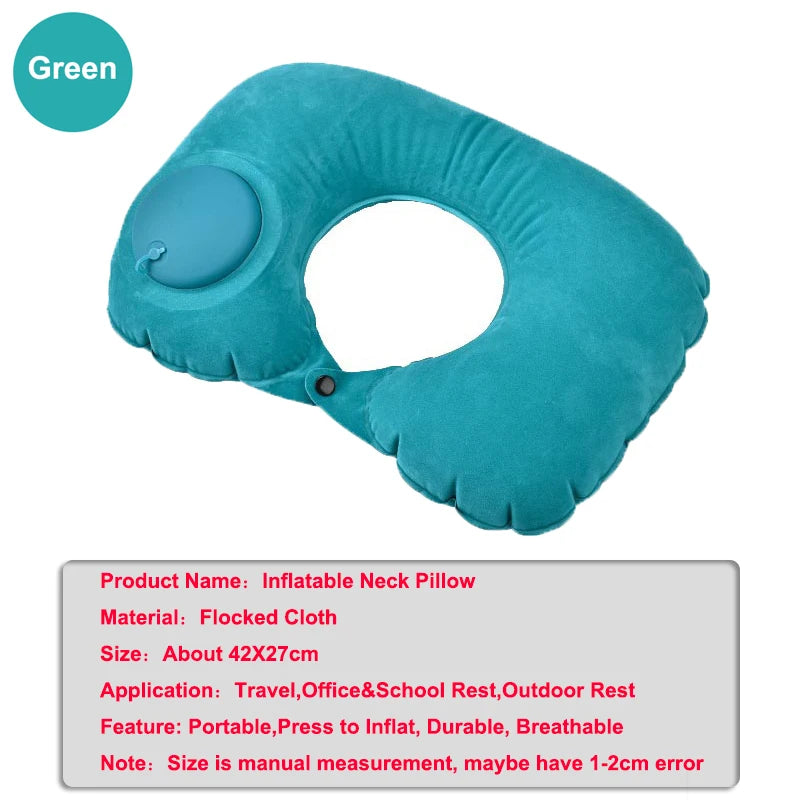 Travel Neck Pillow Inflatable Airplane Pillow U-shaped Cervical Orthopedic Protection Pillow Outdoor Portable Foldable Pillow