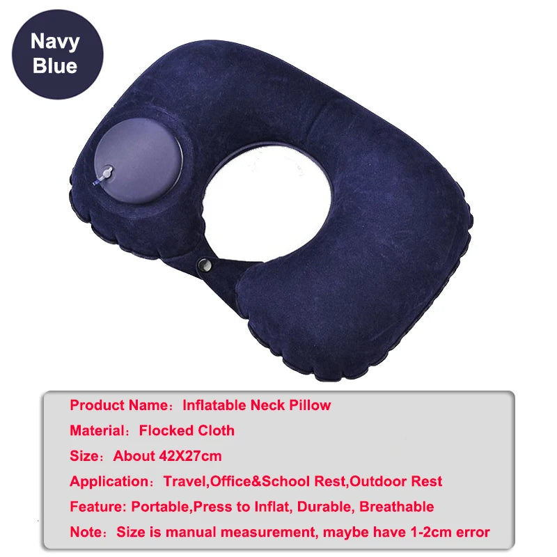 Travel Neck Pillow Inflatable Airplane Pillow U-shaped Cervical Orthopedic Protection Pillow Outdoor Portable Foldable Pillow